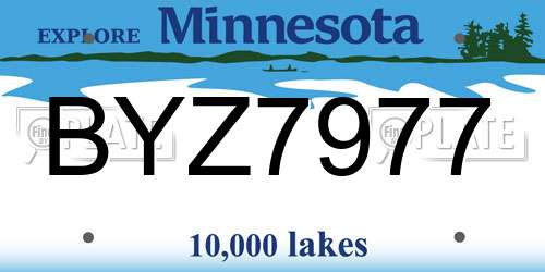 BYZ7977 Minnesota License Plate