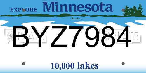 BYZ7984 Minnesota License Plate