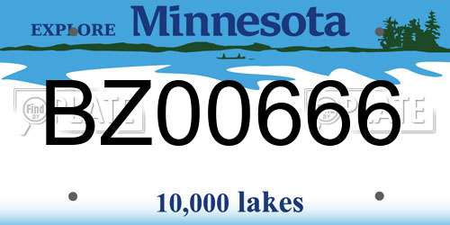 BZ00666 Minnesota License Plate