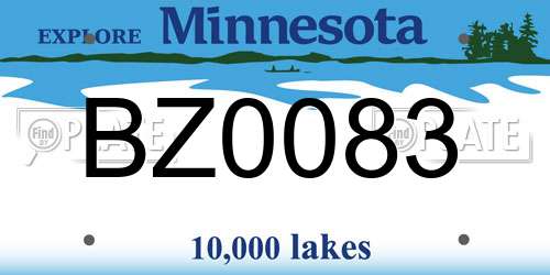 BZ0083 Minnesota License Plate