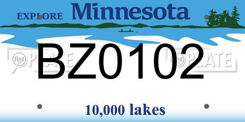BZ0102 Minnesota License Plate