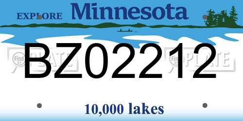 BZ02212 Minnesota License Plate