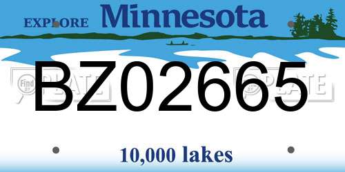 BZ02665 Minnesota License Plate