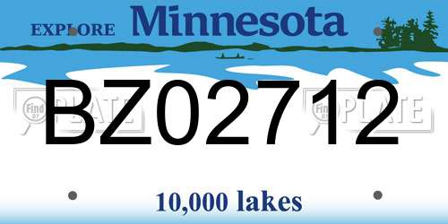 BZ02712 Minnesota License Plate