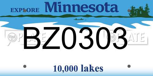BZ0303 Minnesota License Plate