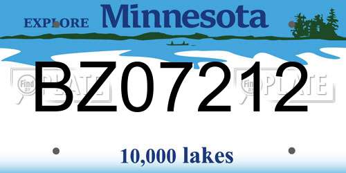 BZ07212 Minnesota License Plate