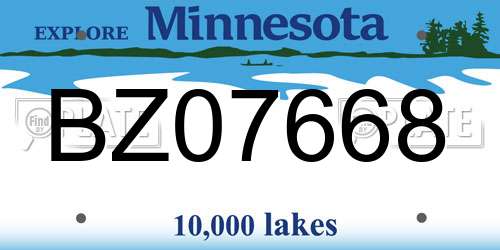BZ07668 Minnesota License Plate