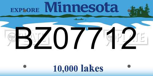 BZ07712 Minnesota License Plate