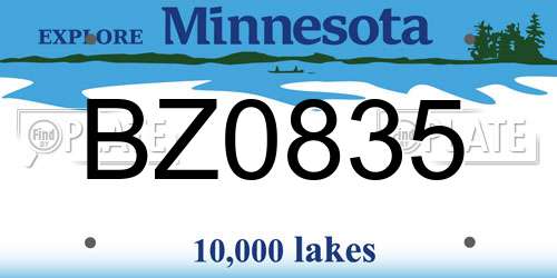 BZ0835 Minnesota License Plate
