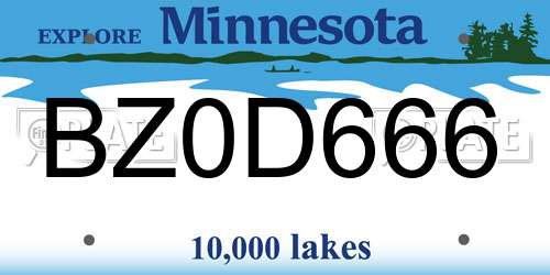 BZ0D666 Minnesota License Plate