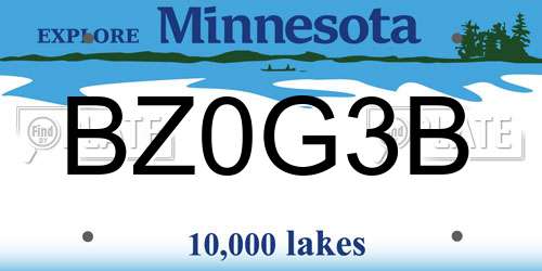 BZ0G3B Minnesota License Plate