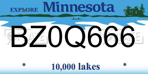 BZ0Q666 Minnesota License Plate