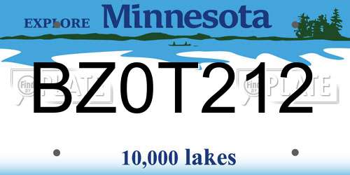 BZ0T212 Minnesota License Plate