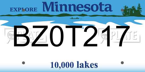 BZ0T217 Minnesota License Plate