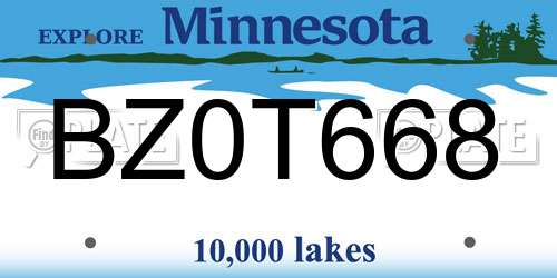 BZ0T668 Minnesota License Plate
