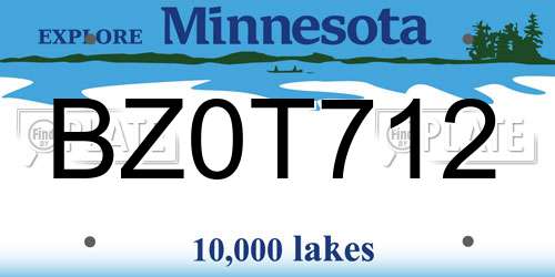 BZ0T712 Minnesota License Plate