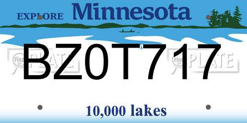 BZ0T717 Minnesota License Plate