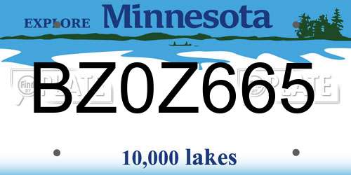 BZ0Z665 Minnesota License Plate