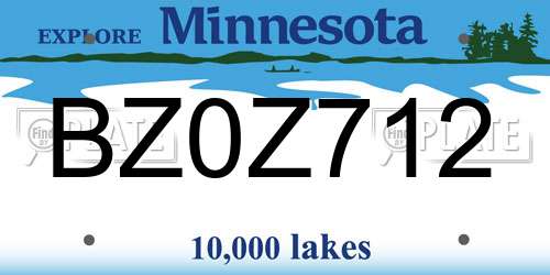 BZ0Z712 Minnesota License Plate