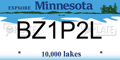 BZ1P2L Minnesota License Plate