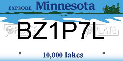 BZ1P7L Minnesota License Plate