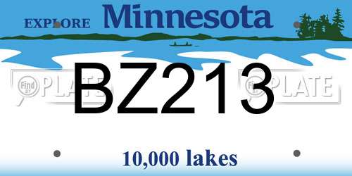 BZ213 Minnesota License Plate