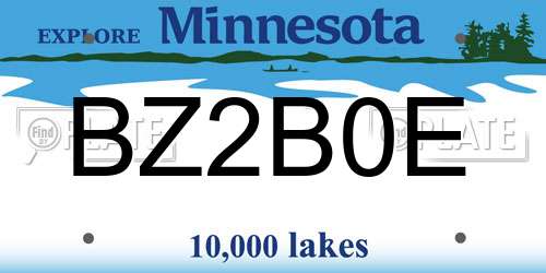 BZ2B0E Minnesota License Plate