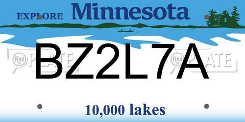 BZ2L7A Minnesota License Plate