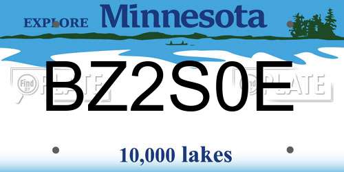 BZ2S0E Minnesota License Plate