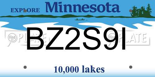 BZ2S9I Minnesota License Plate