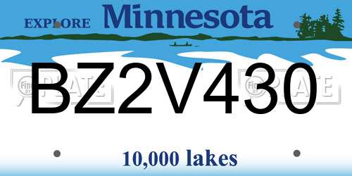 BZ2V430 Minnesota License Plate