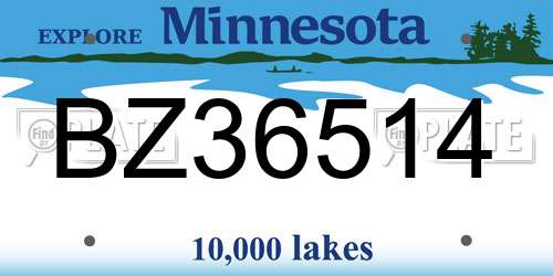 BZ36514 Minnesota License Plate