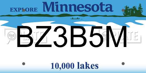 BZ3B5M Minnesota License Plate