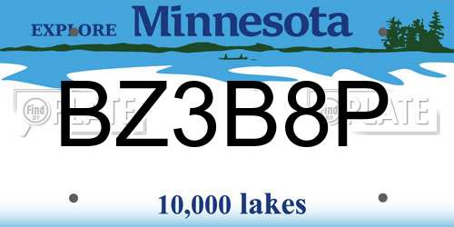 BZ3B8P Minnesota License Plate