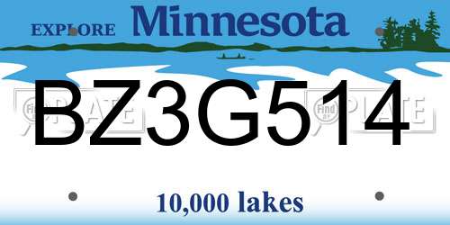 BZ3G514 Minnesota License Plate