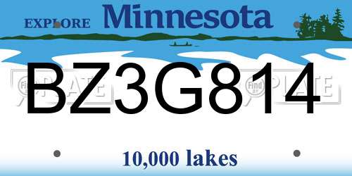 BZ3G814 Minnesota License Plate