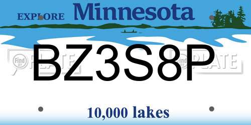BZ3S8P Minnesota License Plate