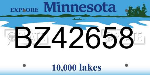 BZ42658 Minnesota License Plate