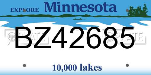 BZ42685 Minnesota License Plate