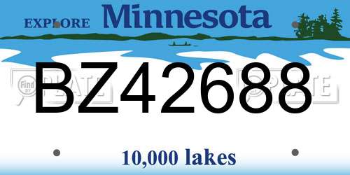 BZ42688 Minnesota License Plate