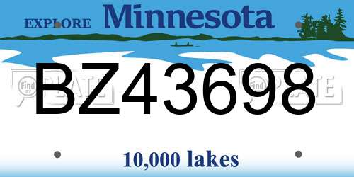 BZ43698 Minnesota License Plate