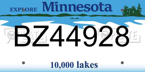 BZ44928 Minnesota License Plate