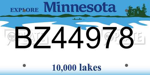 BZ44978 Minnesota License Plate