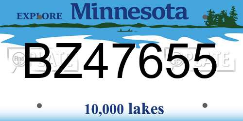 BZ47655 Minnesota License Plate