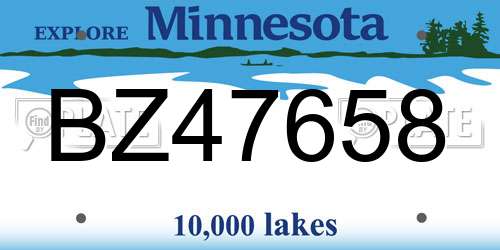 BZ47658 Minnesota License Plate