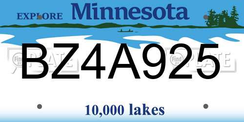 BZ4A925 Minnesota License Plate