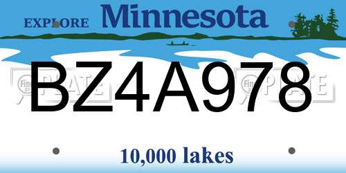 BZ4A978 Minnesota License Plate