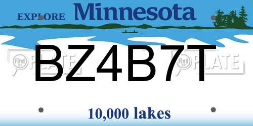 BZ4B7T Minnesota License Plate