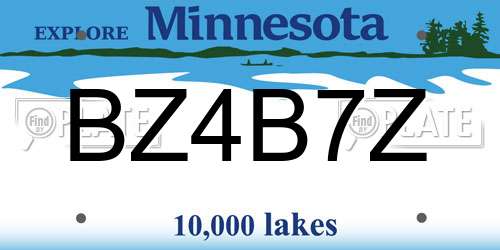 BZ4B7Z Minnesota License Plate