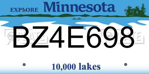BZ4E698 Minnesota License Plate